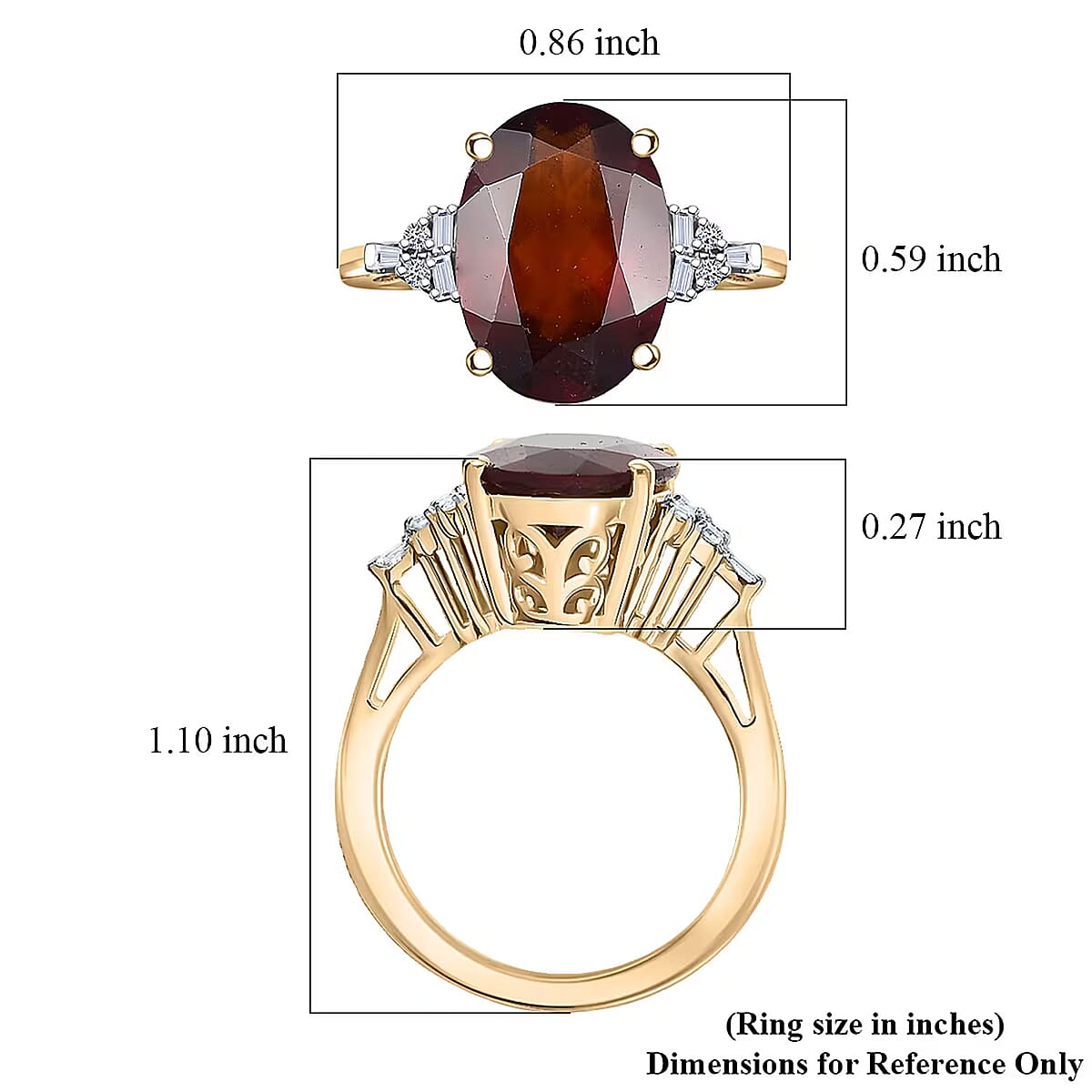 AAA Ceylon Honey Garnet, Lab Grown Diamond of Passion Ring in 18K Vermeil YG Over Sterling Silver 7.65 ctw (Size 9.0) image number 5