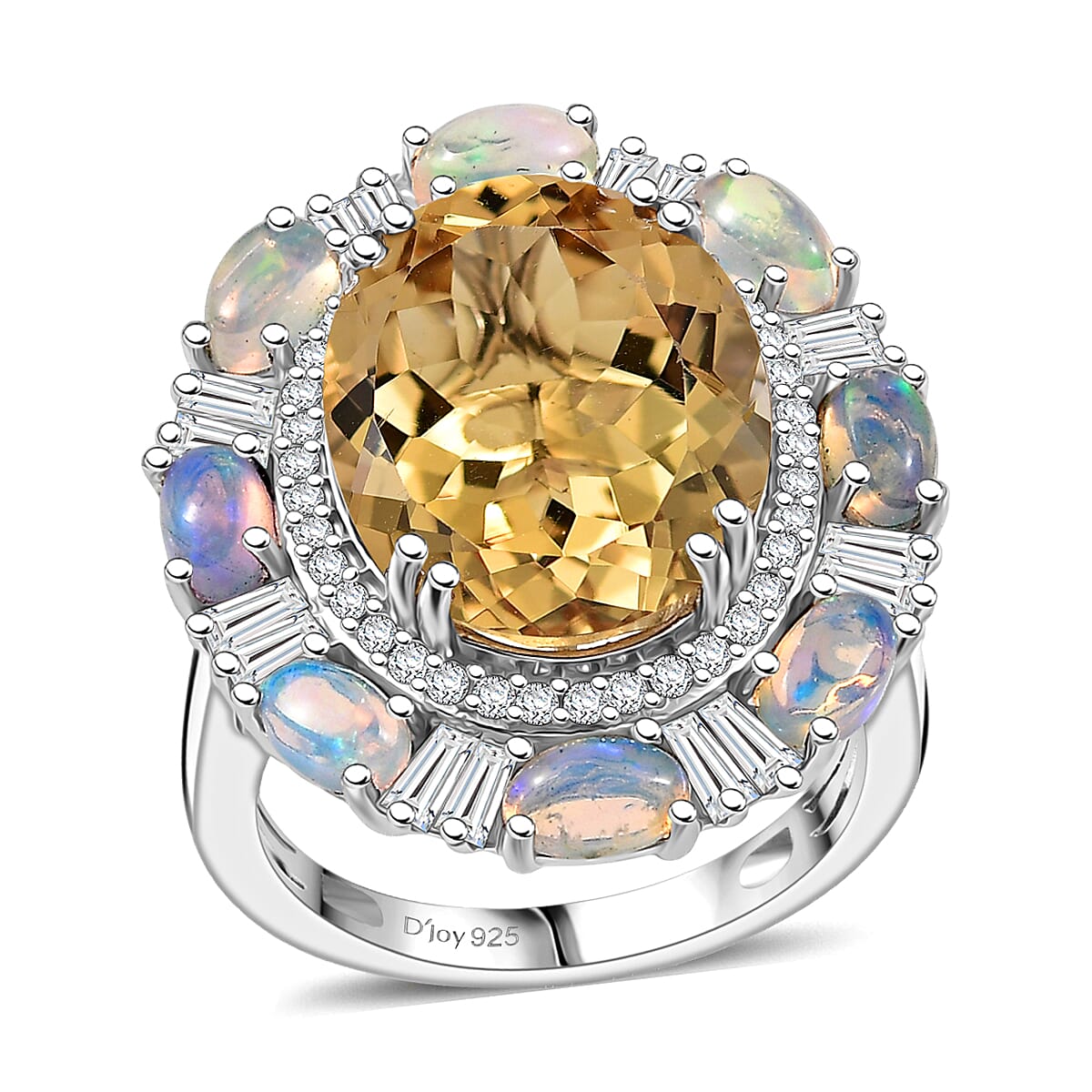 Doorbuster D'Joy Brazilian Citrine and Multi Gemstone 11.15 ctw Sky Night Ring in Rhodium Over Sterling Silver (Size 7.0) image number 0