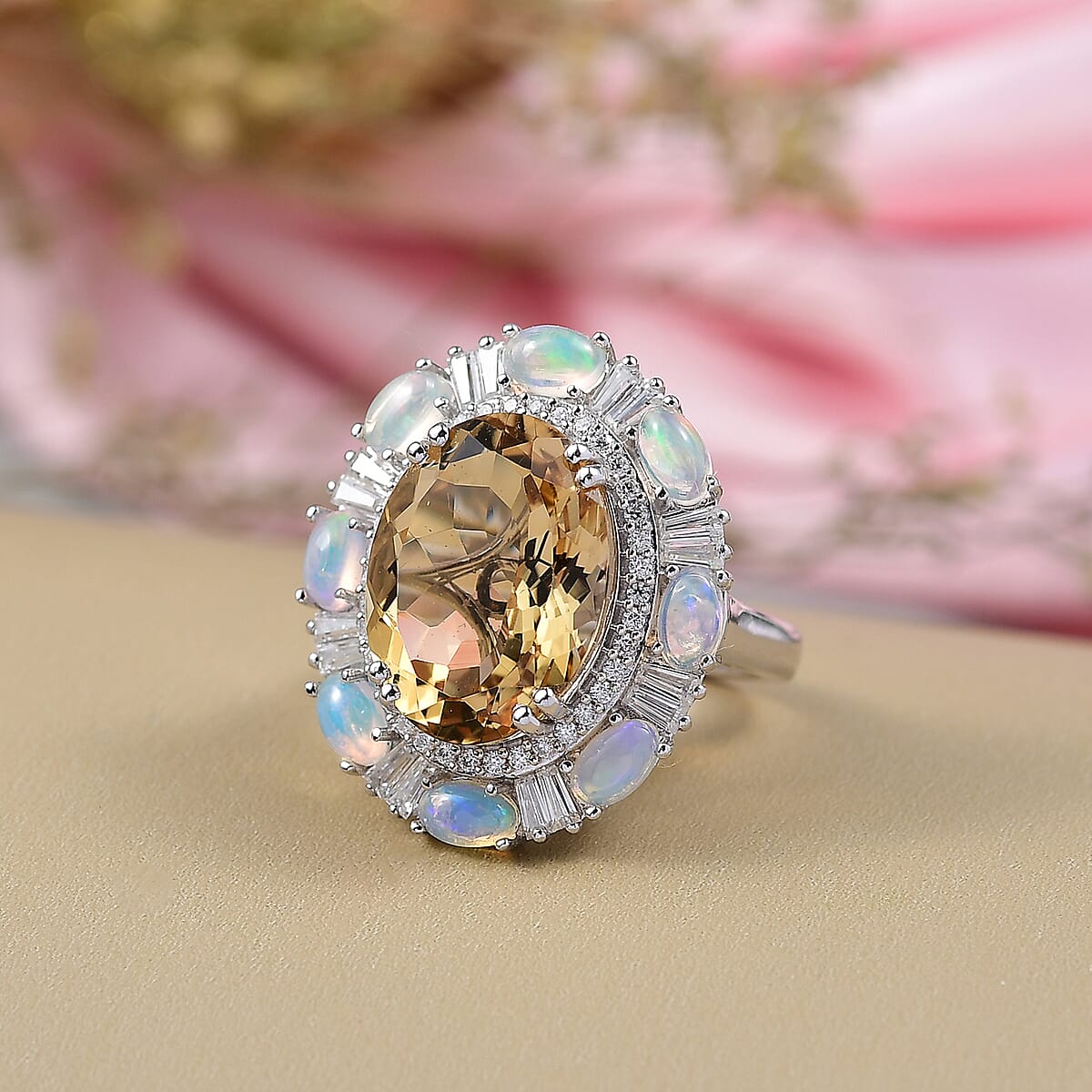 Doorbuster D'Joy Brazilian Citrine and Multi Gemstone 11.15 ctw Sky Night Ring in Rhodium Over Sterling Silver (Size 7.0) image number 1