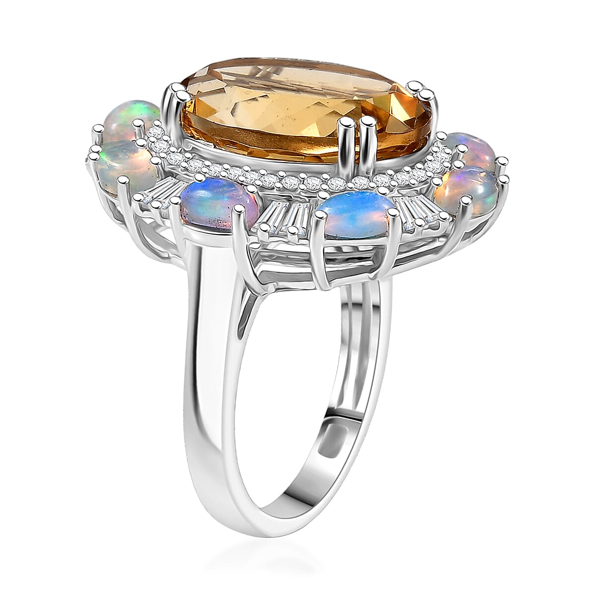 Doorbuster D'Joy Brazilian Citrine and Multi Gemstone 11.15 ctw Sky Night Ring in Rhodium Over Sterling Silver (Size 7.0) image number 3