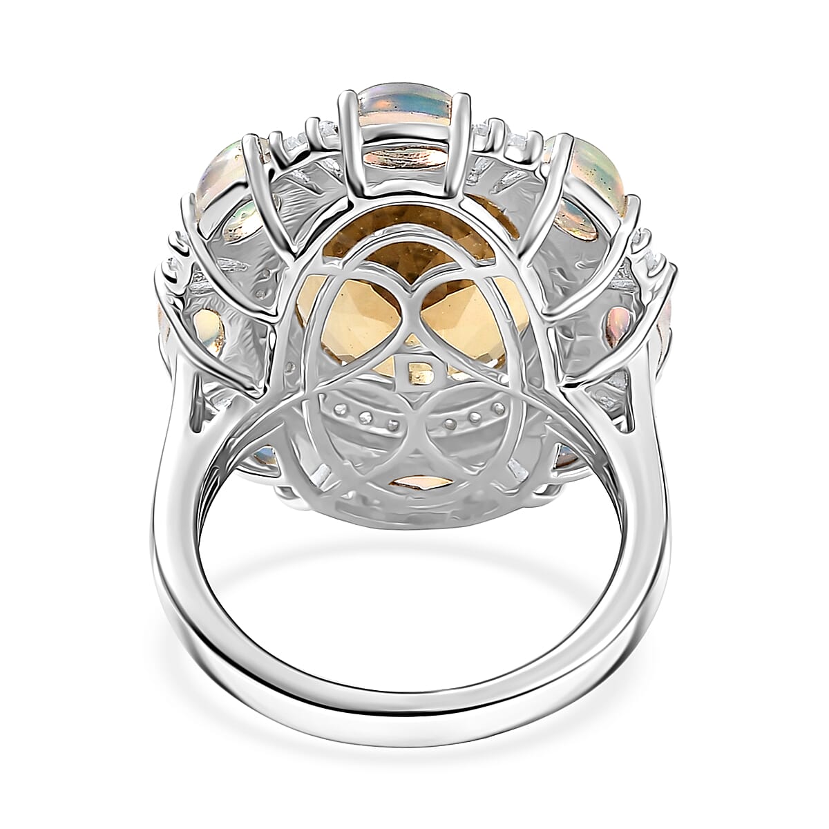 Doorbuster D'Joy Brazilian Citrine and Multi Gemstone 11.15 ctw Sky Night Ring in Rhodium Over Sterling Silver (Size 7.0) image number 4