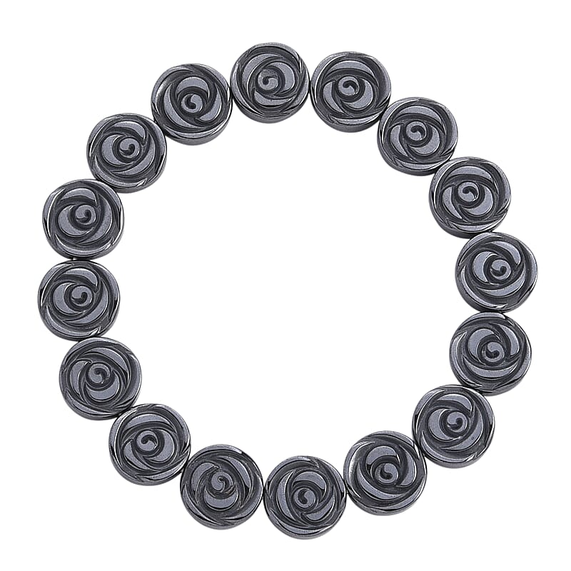 Hematite Beaded Stretch Bracelet 127.50 ctw (7.25-7.75 Inches)