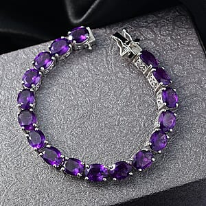 EverTrue African Amethyst Bracelet in Platinum Bond 35.70 ctw (6.50 Inches)