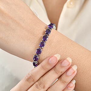 EverTrue African Amethyst Bracelet in Platinum Bond 35.70 ctw (6.50 Inches)
