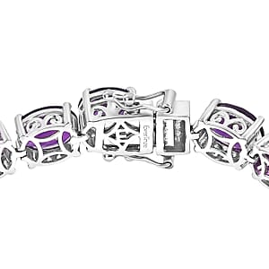 EverTrue African Amethyst Bracelet in Platinum Bond 35.70 ctw (6.50 Inches)