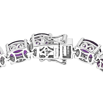EverTrue African Amethyst Bracelet in Platinum Bond 35.70 ctw (6.50 Inches)