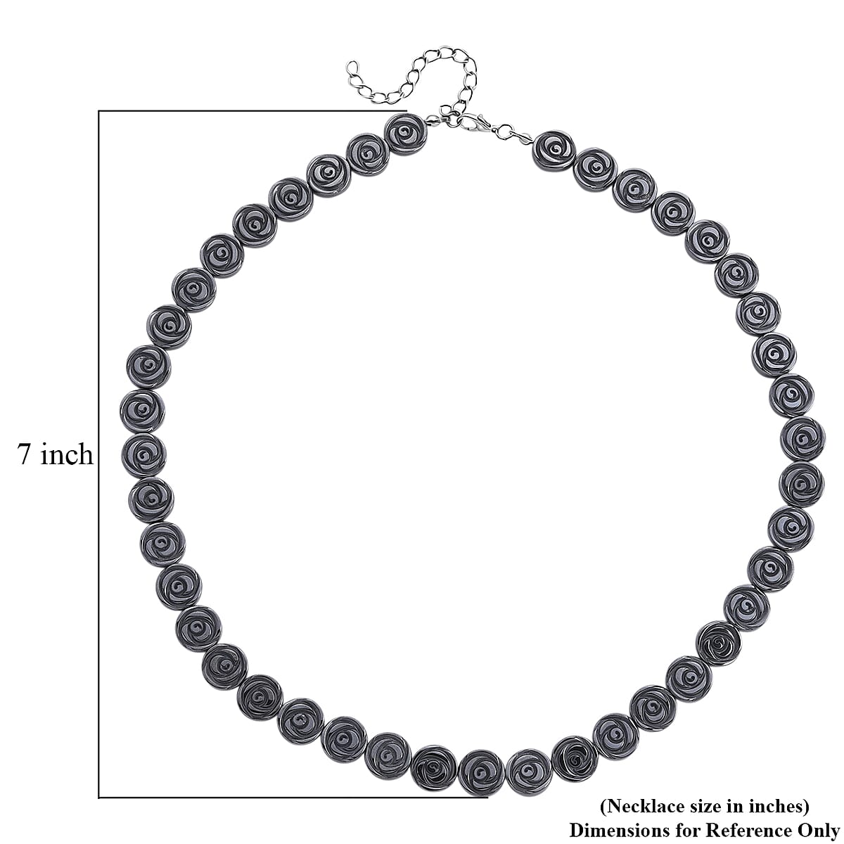 Doorbuster Hematite 337.00 ctw Carved Rose Flower Necklace in Silvertone 21- 23 Inches image number 6
