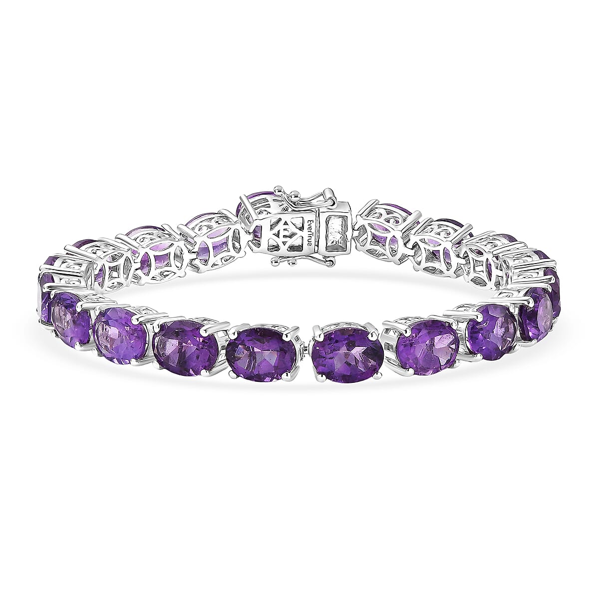 Doorbuster EverTrue African Amethyst 31.75 ctw Vintage Romance Bracelet in Platinum Bo (7.25 In)  image number 0