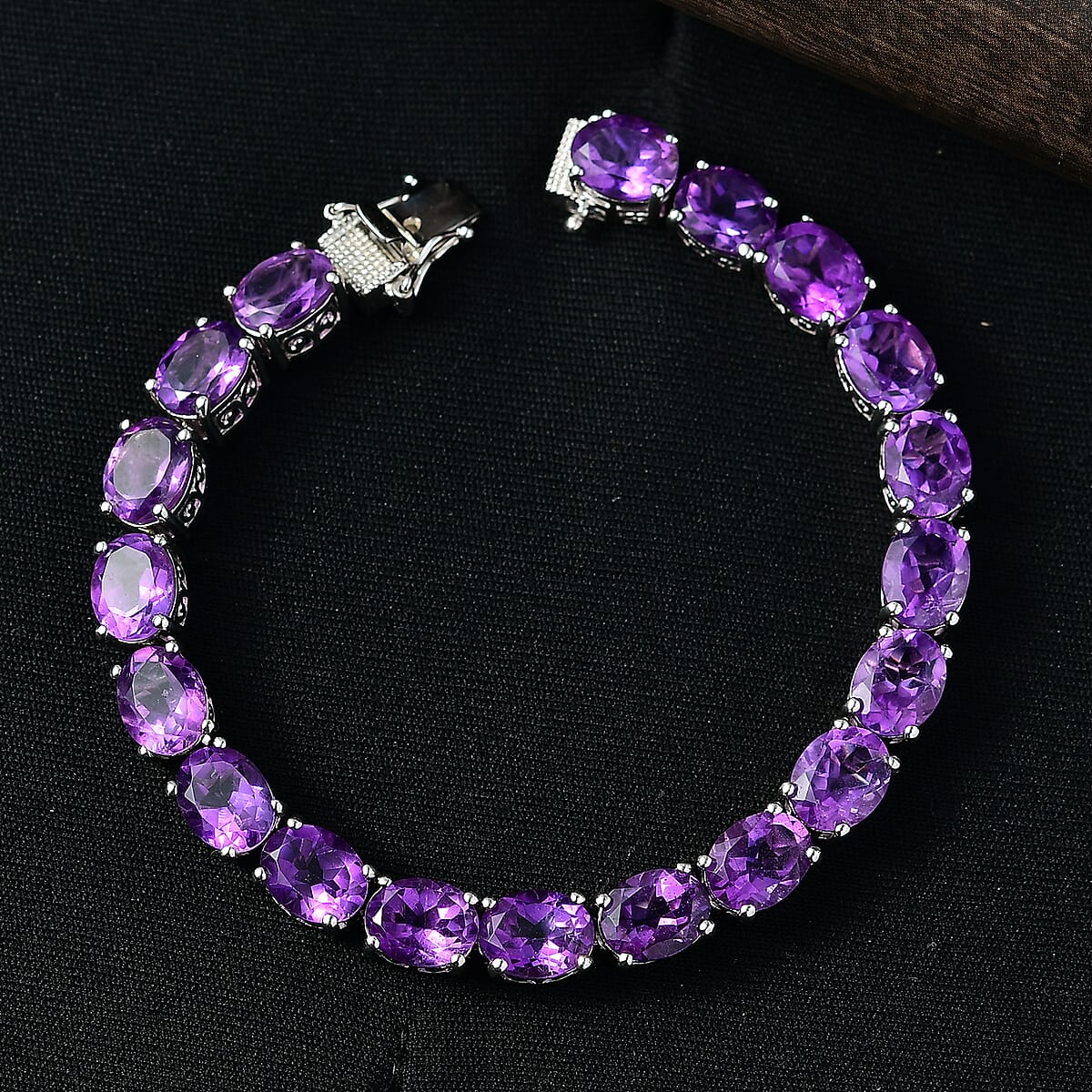 Doorbuster EverTrue African Amethyst 31.75 ctw Vintage Romance Bracelet in Platinum Bo (7.25 In)  image number 1