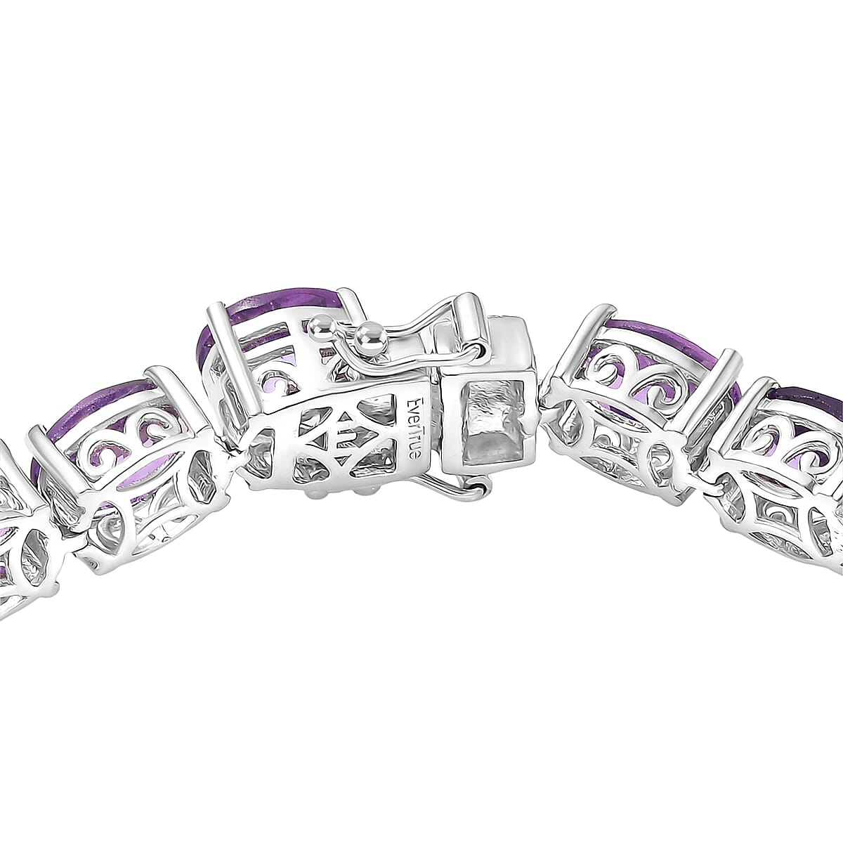 Doorbuster EverTrue African Amethyst 31.75 ctw Vintage Romance Bracelet in Platinum Bo (7.25 In)  image number 3