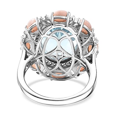D'Joy Sky Blue Topaz and Multi Gemstone 13.15 ctw Sky Night Ring in Rhodium Over Sterling Silver (Size 10.0)
