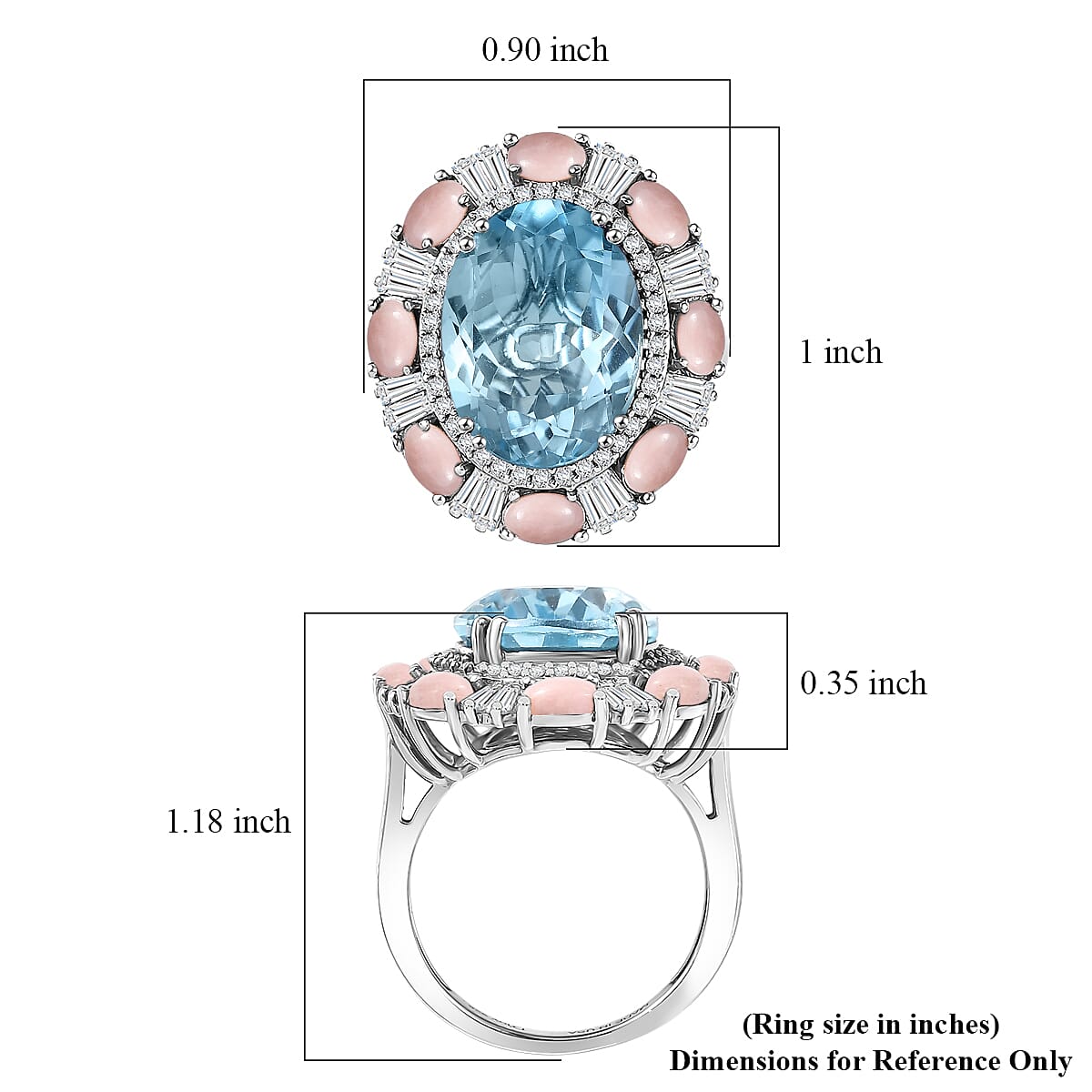  D'Joy Sky Blue Topaz and Multi Gemstone 13.15 ctw Sky Night Ring in Rhodium Over Sterling Silver (Size 10.0)