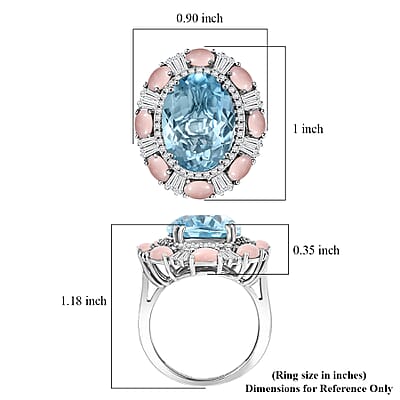 D'Joy Sky Blue Topaz and Multi Gemstone 13.15 ctw Sky Night Ring in Rhodium Over Sterling Silver (Size 10.0)