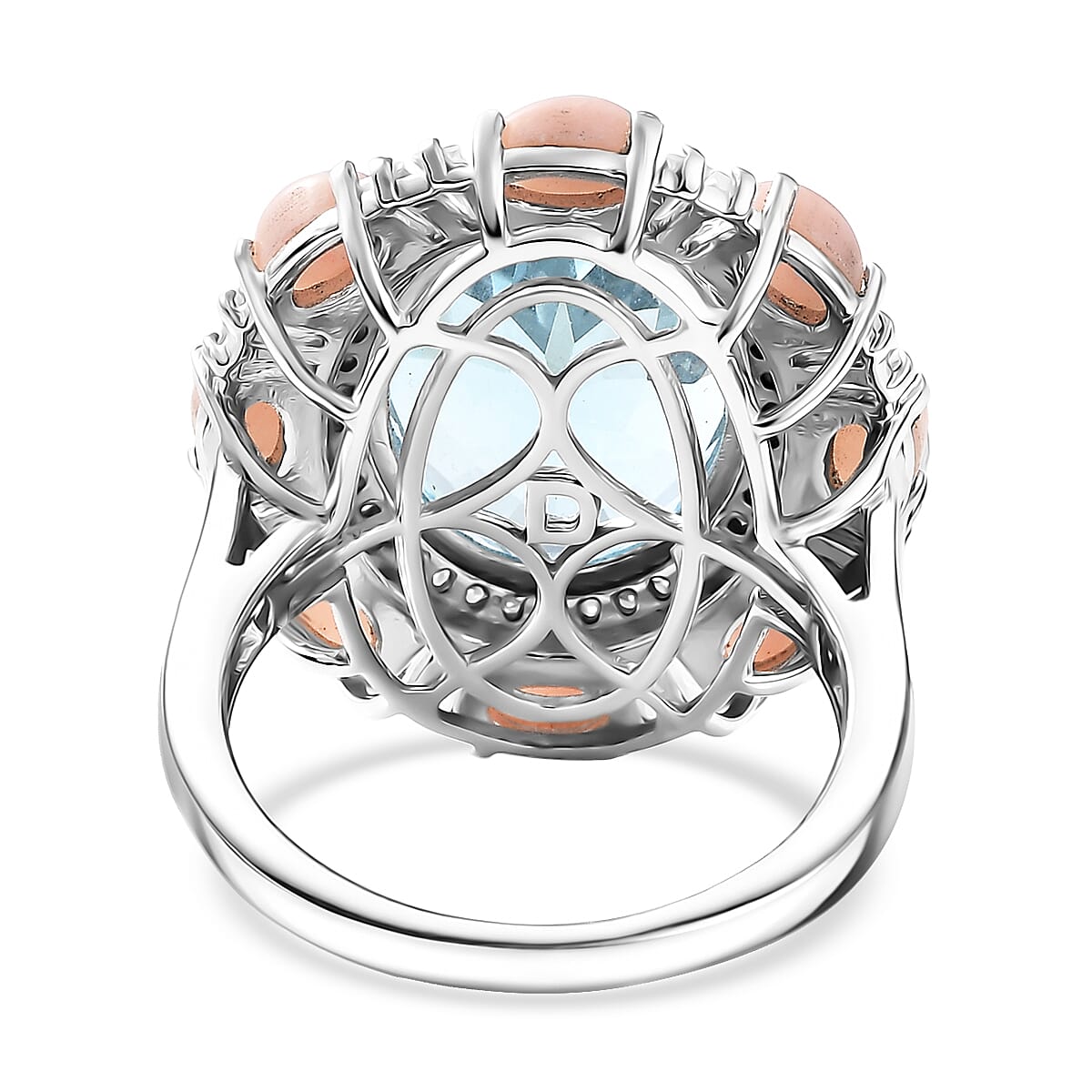 Doorbuster D'Joy Sky Blue Topaz and Multi Gemstone 13.15 ctw Sky Night Ring in Rhodium Over Sterling Silver (Size 6.0) image number 4