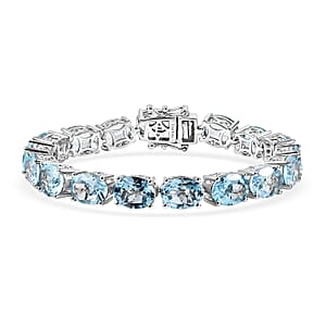 Doorbuster EverTrue Sky Blue Topaz 38.50 ctw Vintage Romance Bracelet in Platinum Bond (6.50 In)