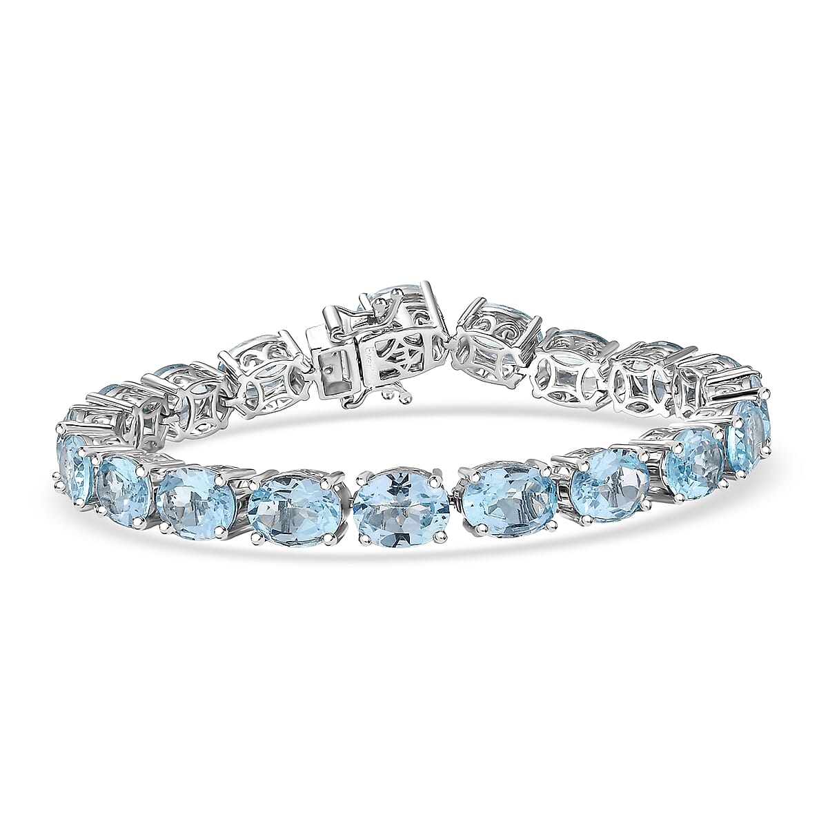 Doorbuster EverTrue Sky Blue Topaz 40.65 ctw Vintage Romance Bracelet in Platinum Bond (7.25 In) image number 0