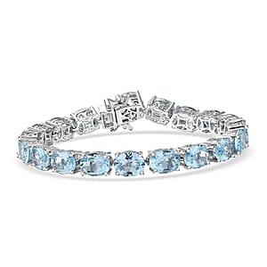 Doorbuster EverTrue Sky Blue Topaz 40.65 ctw Vintage Romance Bracelet in Platinum Bond (7.25 In)