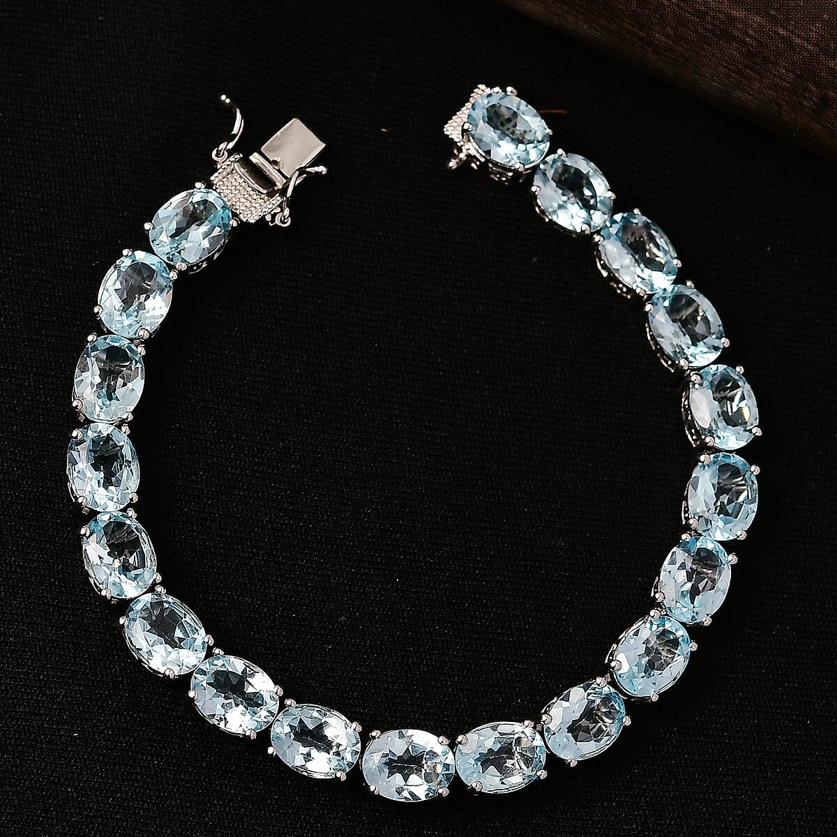 Doorbuster EverTrue Sky Blue Topaz 40.65 ctw Vintage Romance Bracelet in Platinum Bond (7.25 In) image number 1