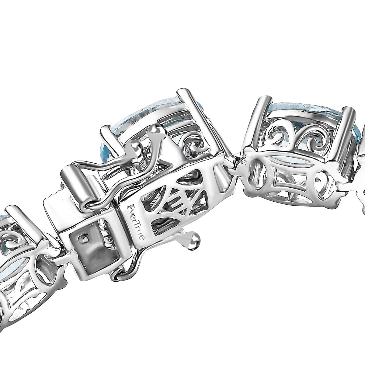 Doorbuster EverTrue Sky Blue Topaz 40.65 ctw Vintage Romance Bracelet in Platinum Bond (7.25 In) image number 3