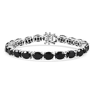 Doorbuster EverTrue Thai Black Spinel 35.70 ctw Vintage Romance Bracelet in Platinum Bond (6.50 In)