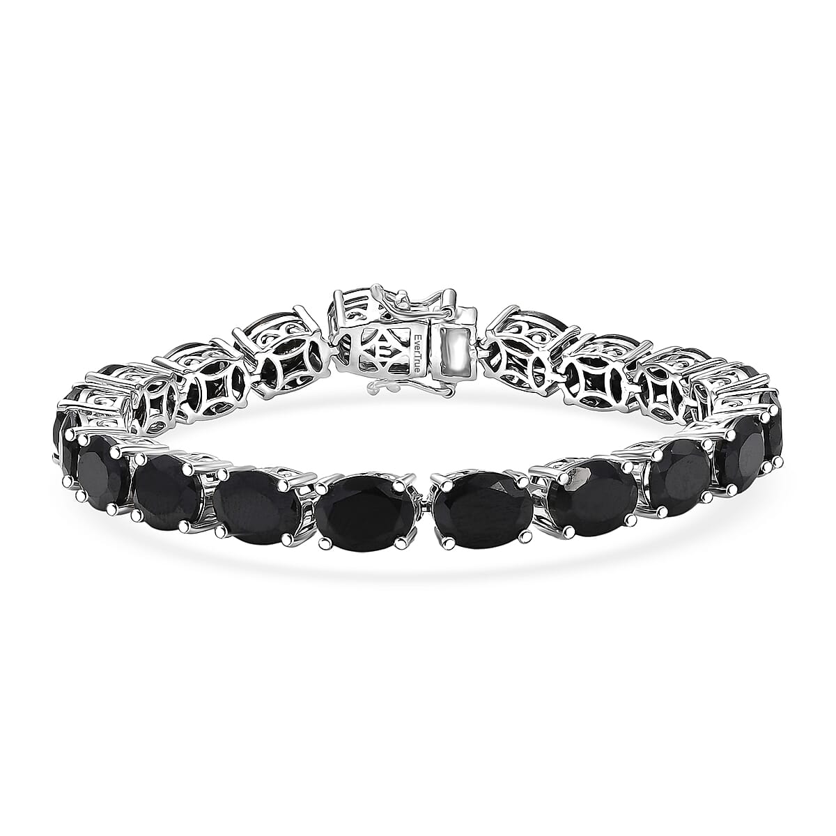Doorbuster EverTrue Thai Black Spinel 44.25 ctw Vintage Romance Bracelet in Platinum Bond (7.25 In) image number 0