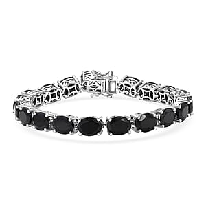 Doorbuster EverTrue Thai Black Spinel 44.25 ctw Vintage Romance Bracelet in Platinum Bond (7.25 In)