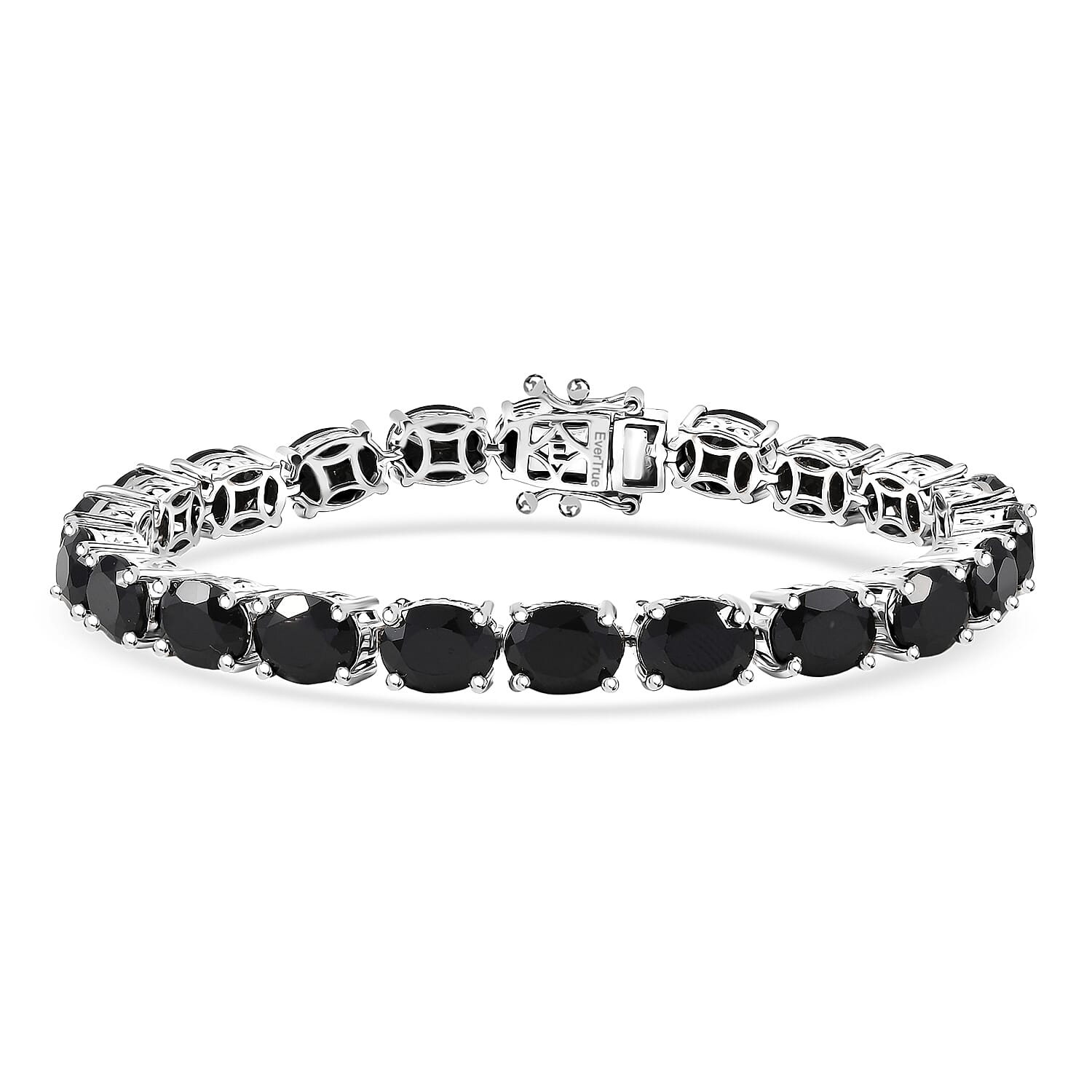 EverTrue Thai Black Spinel Bracelet in Platinum Bond 44.10 ctw (8.00 Inches)