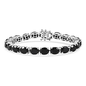 EverTrue Thai Black Spinel 44.10 ctw Vintage Romance Bracelet in Platinum Bond (8.00 In)