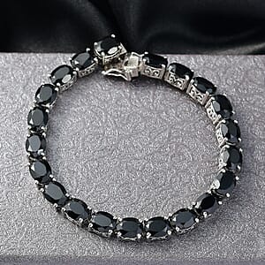 EverTrue Thai Black Spinel Bracelet in Platinum Bond 44.10 ctw (8.00 Inches)