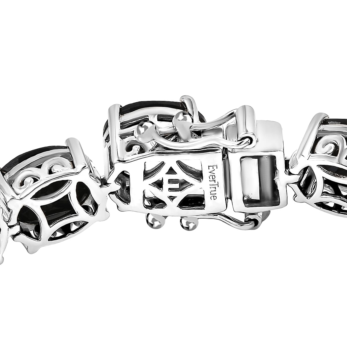 EverTrue Thai Black Spinel 44.10 ctw Vintage Romance Bracelet in Platinum Bond (8.00 In) image number 3
