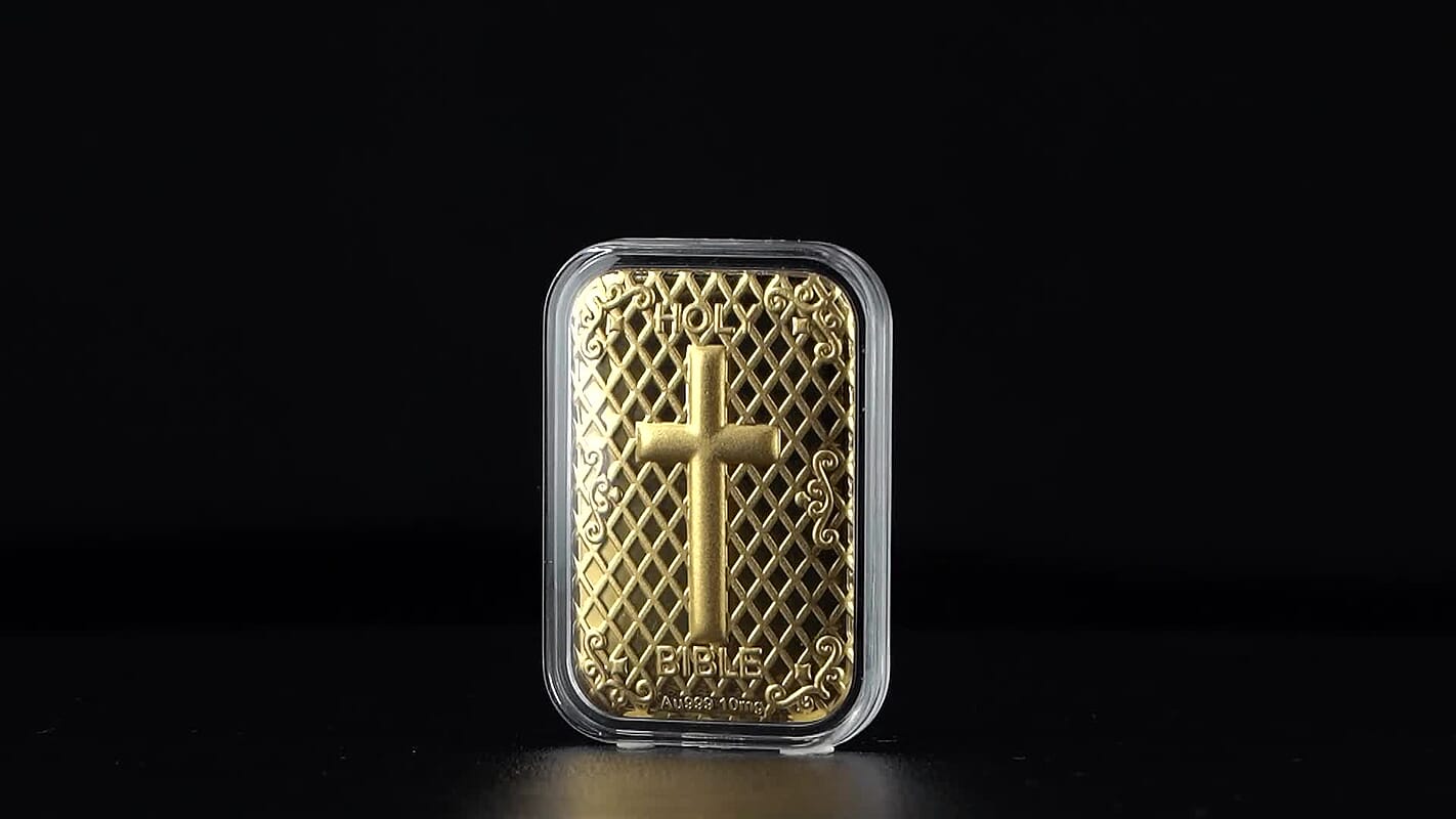 24K Golden Bible Cross Emboss Sheet 31x45.5mm 10mg
