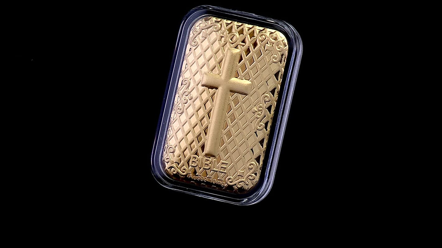 24K Golden Bible Cross Emboss Sheet 31x45.5mm 10mg