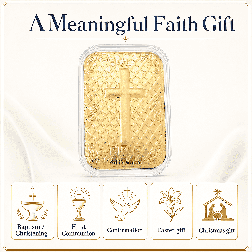 Bible Cross 24k Gold Embossed Sheet 10mg