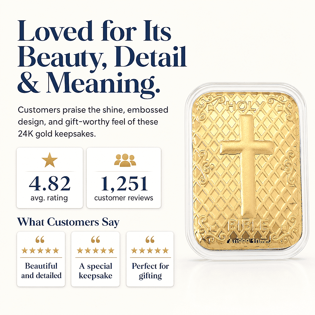 Bible Cross 24k Gold Embossed Sheet 10mg