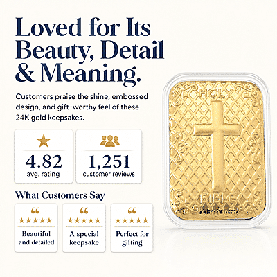 Bible Cross 24k Gold Embossed Sheet 10mg