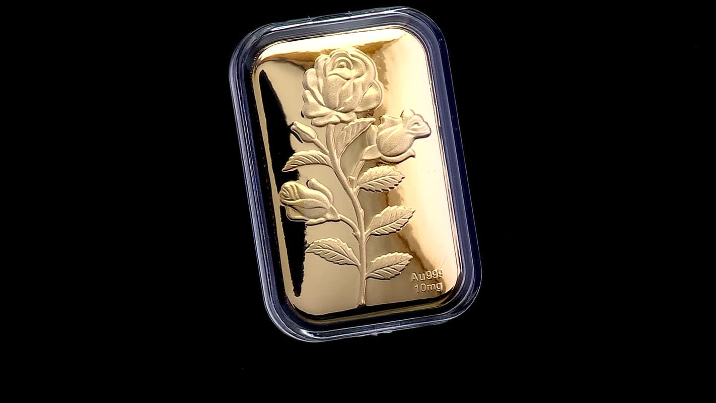 24K Golden Love Rose Emboss Sheet 31x45.5mm 10mg