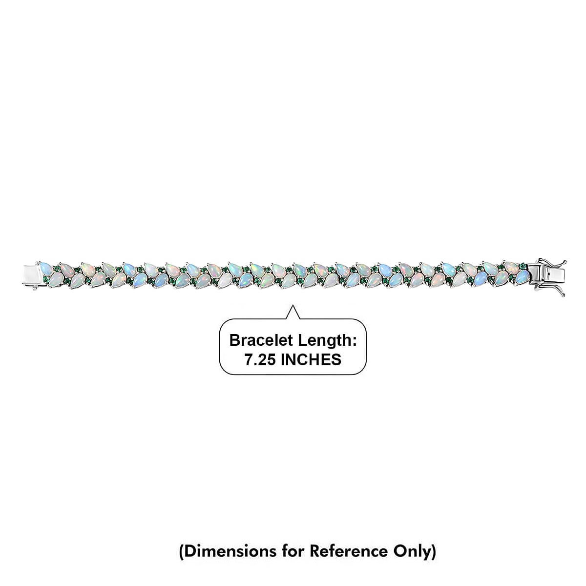 D'Joy Premium Ethiopian Welo Opal, Kagem Zambian Emerald Bracelet in Rhodium Over Sterling Silver (7.25 In) 13.35 ctw image number 4