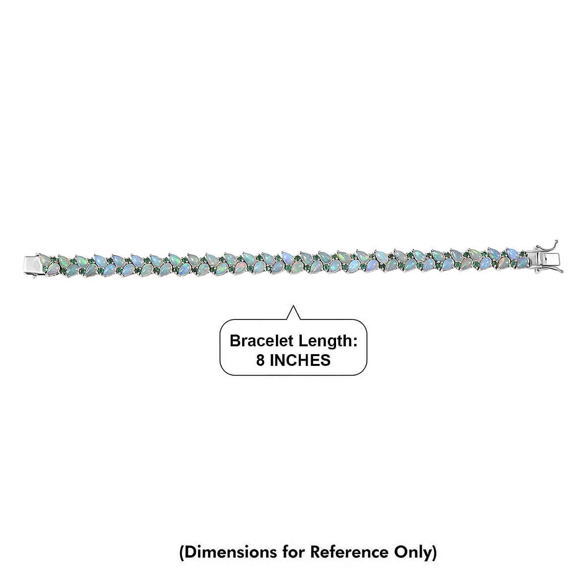 D'Joy Premium Ethiopian Welo Opal and Kagem Zambian Emerald 15.00 ctw Vine Leaf Bracelet in Rhodium Over Sterling Silver (8.00 In) image number 4