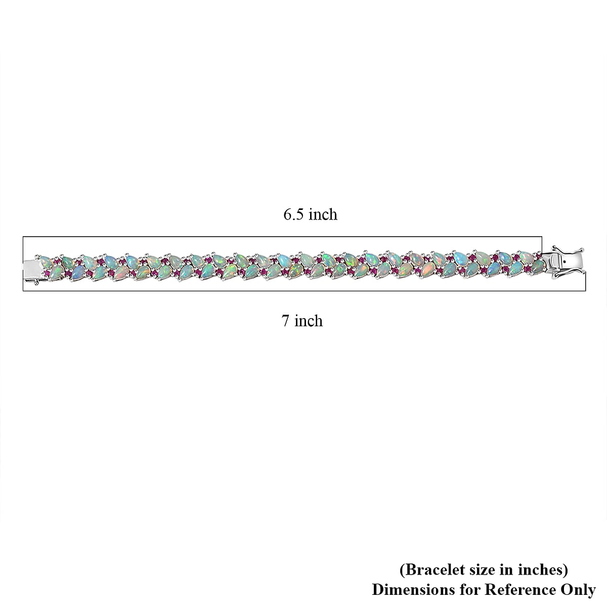 D'Joy Premium Ethiopian Welo Opal and Niassa Ruby (FF) 14.90 ctw Vine Leaf Bracelet in Rhodium Over Sterling Silver (6.50 In) (Del. in 5-7 Days) image number 4