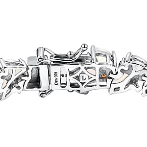 D'Joy Premium Ethiopian Welo Opal and Multi Sapphire 12.90 ctw Vine Leaf Bracelet in Rhodium Over Sterling Silver (6.50 In)