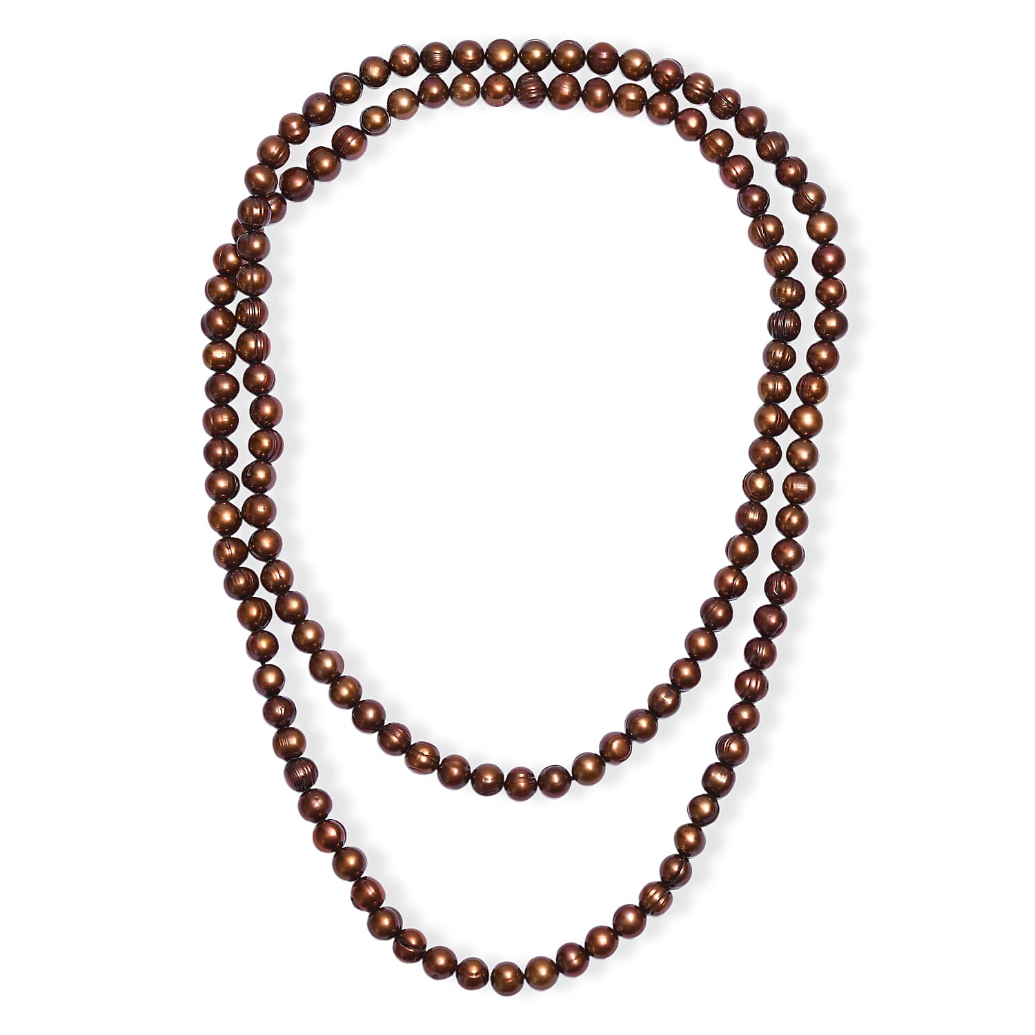 Brown Dyed Pearl Endless Necklace (40 Inches)