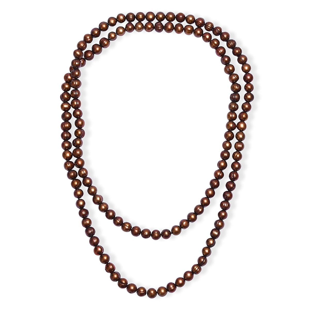 Brown Dyed Pearl Endless Necklace (40 Inches) image number 3