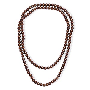 Brown Dyed Pearl Endless Necklace (40 Inches)