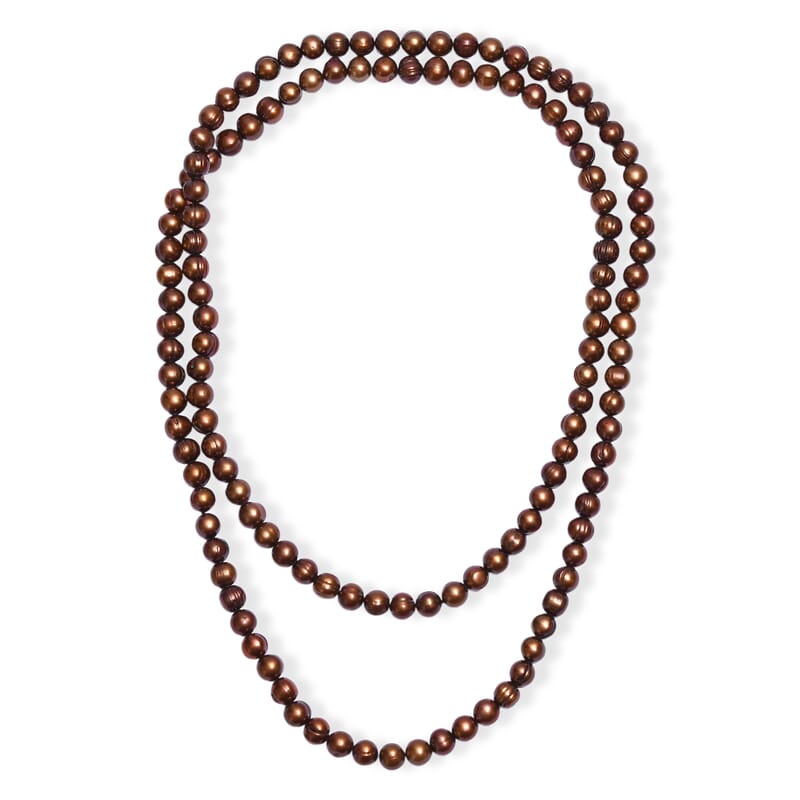 GCS Brown Dyed Pearl Potato 8-9mm Endless Necklace 40 Inches