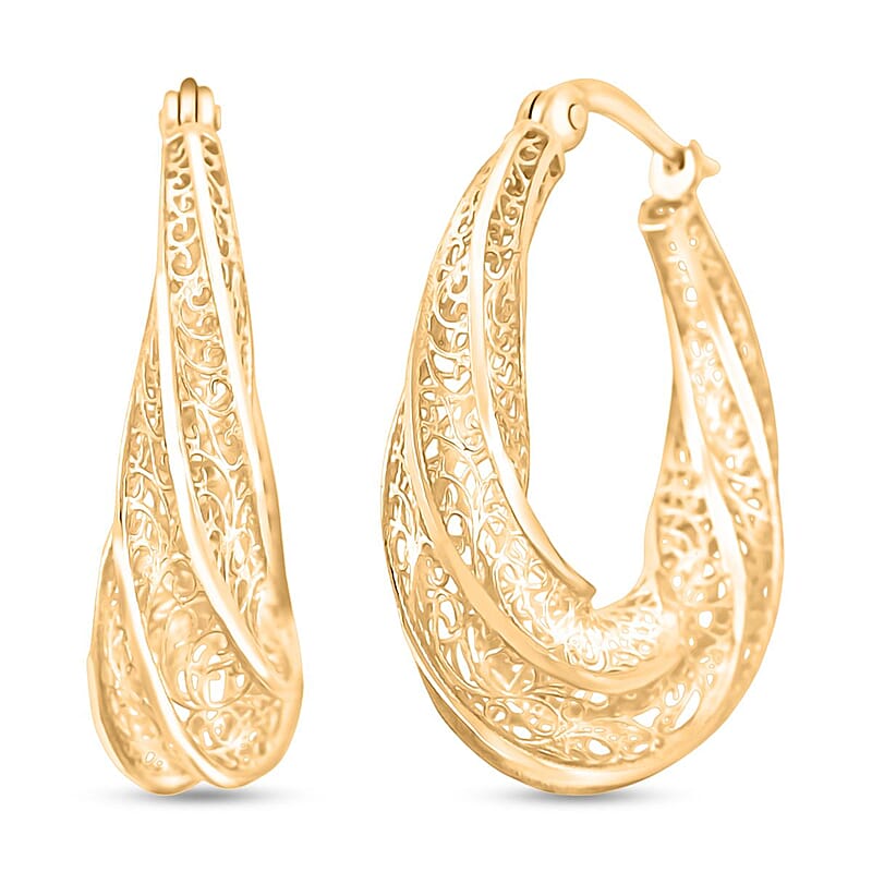  Twisted Hoop Earrings in 14K Yellow Gold 3.19 Grams