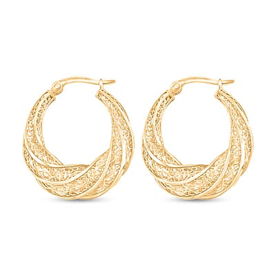  Twisted Hoop Earrings in 14K Yellow Gold 3.19 Grams