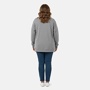 CATALOGUE CLASSIC Heather Gray Snap Front Fleece Cardigan with Pockets - 1X