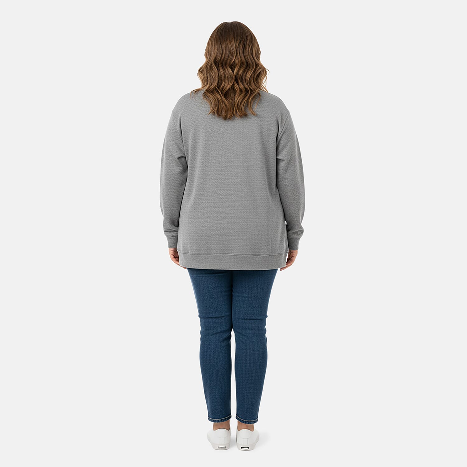 CATALOGUE CLASSIC Heather Gray Snap Front Fleece Cardigan with Pockets - 2X