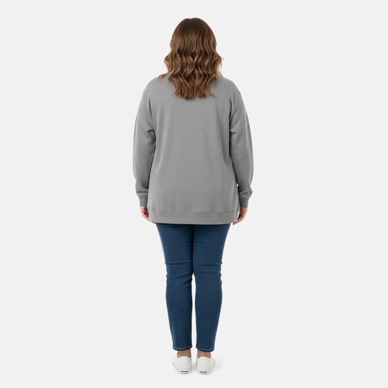 CATALOGUE CLASSIC Heather Gray Snap Front Fleece Cardigan with Pockets - 2X