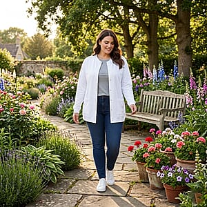 CATALOGUE CLASSIC White Snap Front Fleece Cardigan with Pockets - 2X